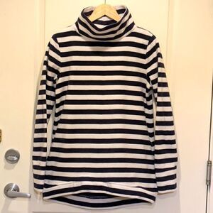 Aritzia Telluride Clothing S Fuzzy Navy & White Striped Turtleneck with Pockets